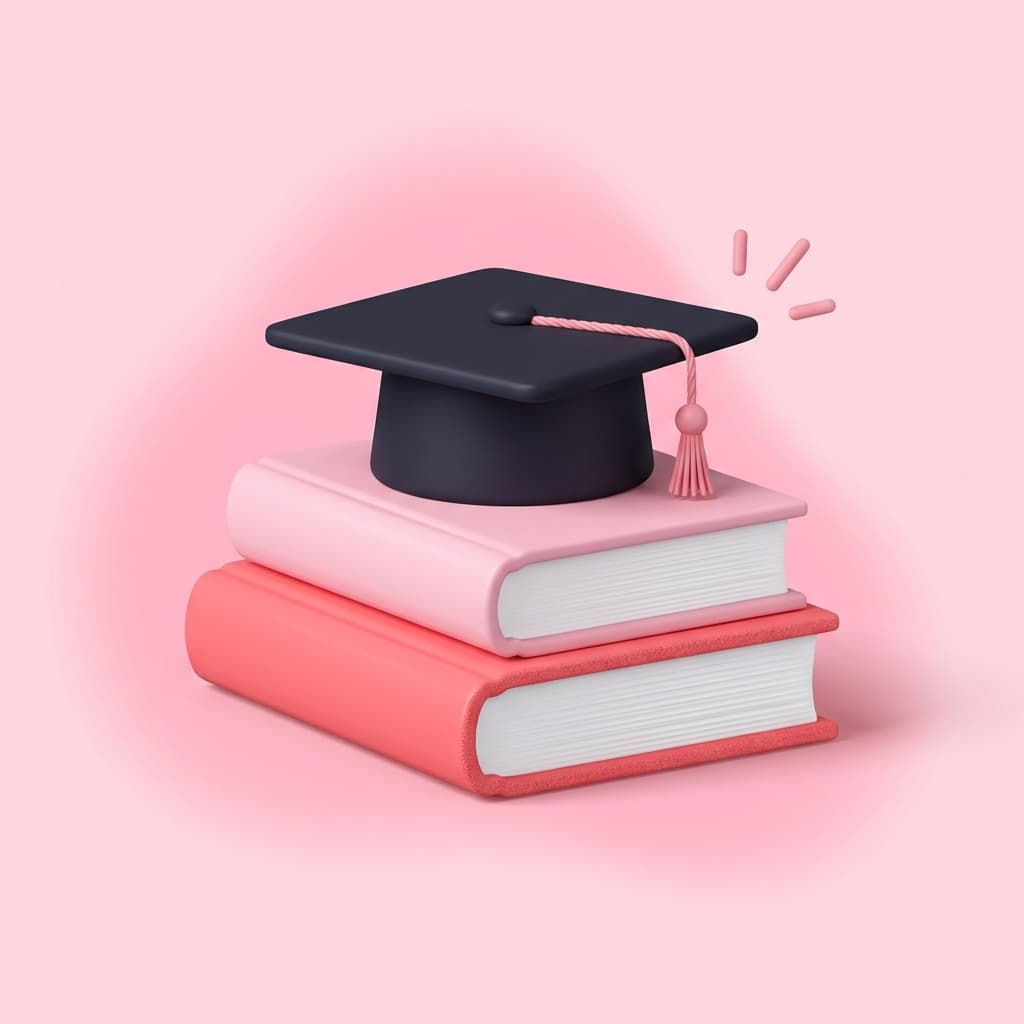 3D Stack of books with graduation cap - ApexVidya